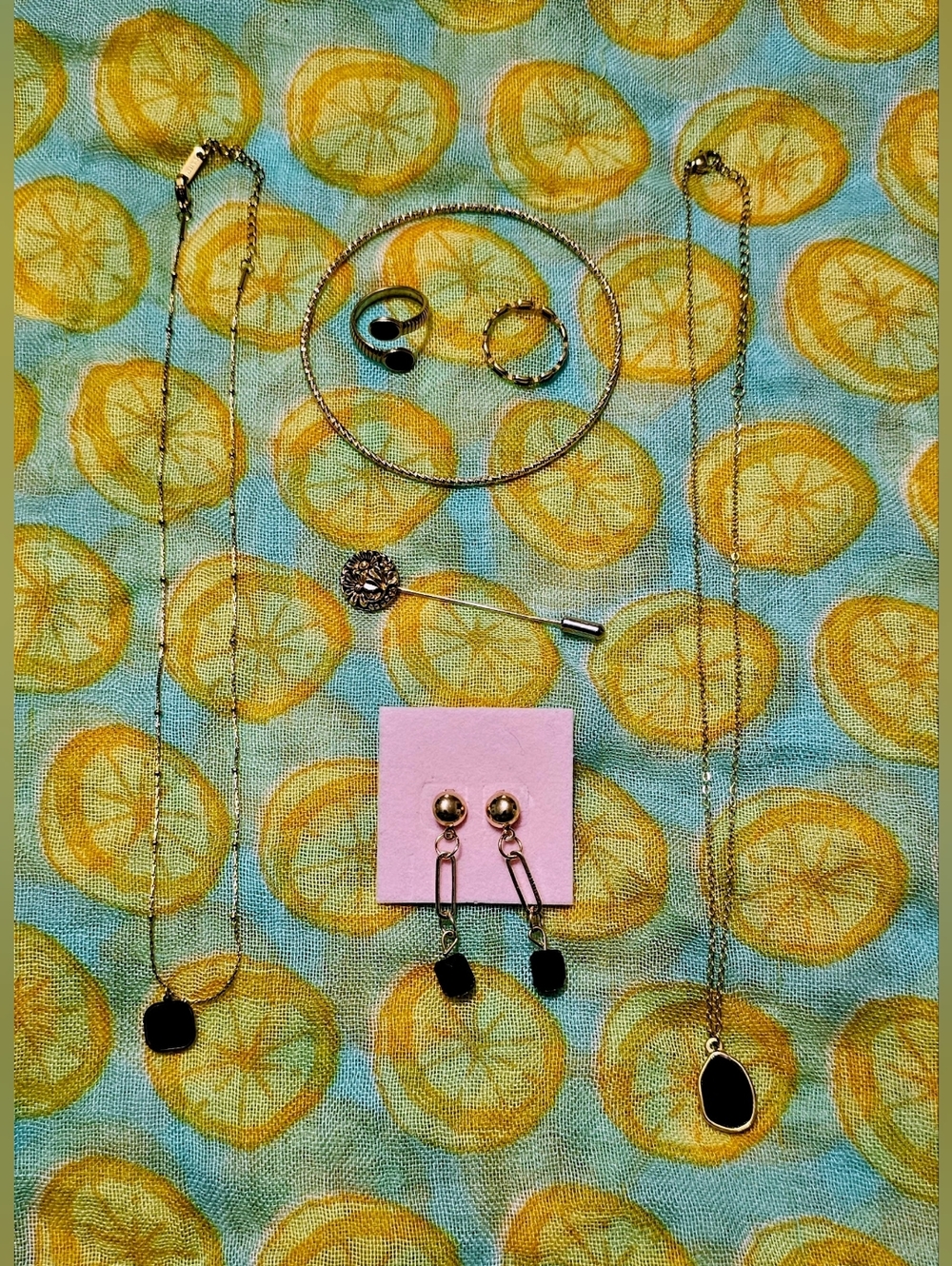 Gold-Tone and Black Jewelry Set